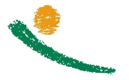 Una pincelada verde y naranja con un árbol al fondo.