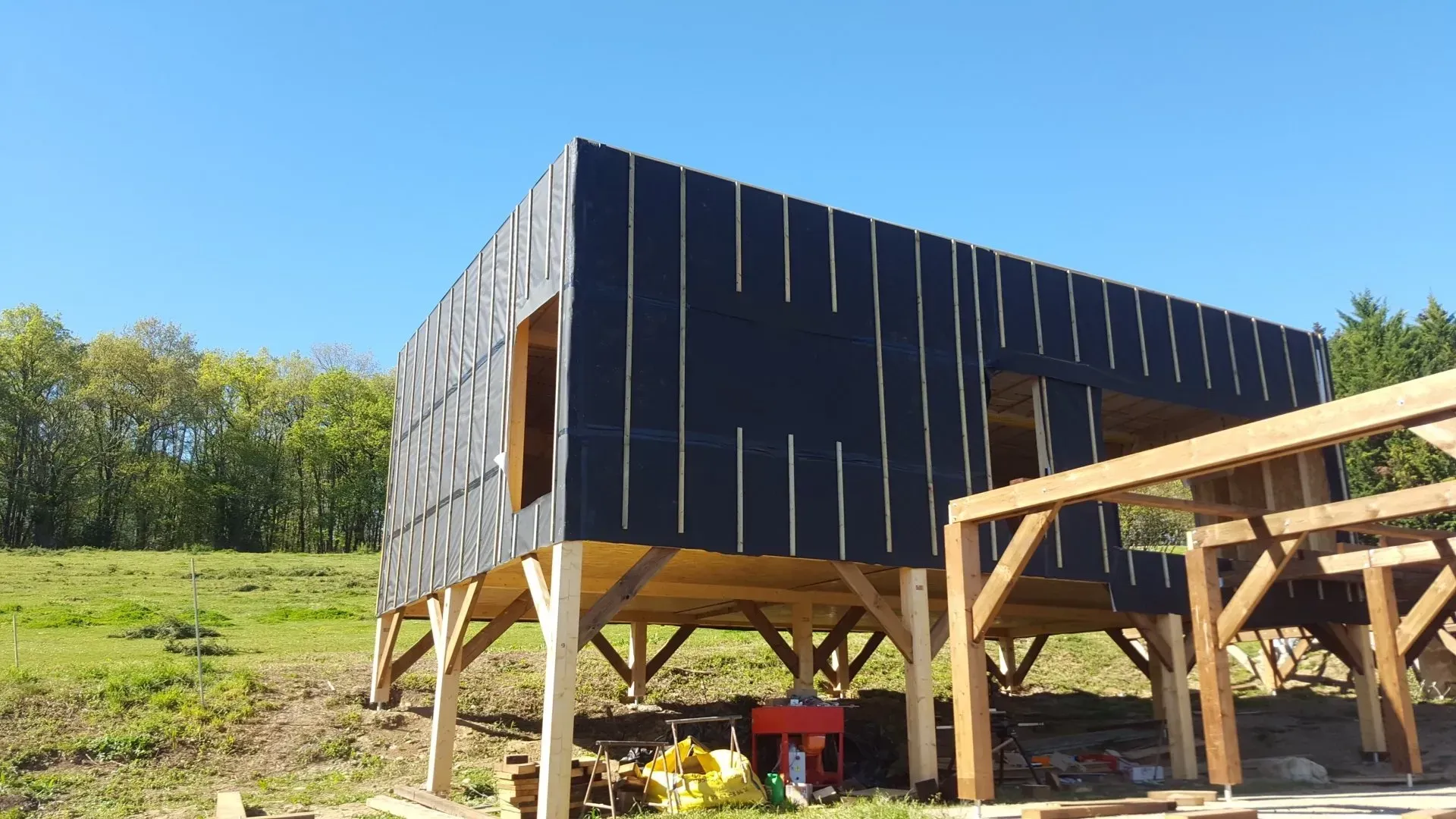 Maison en ossature bois en construction