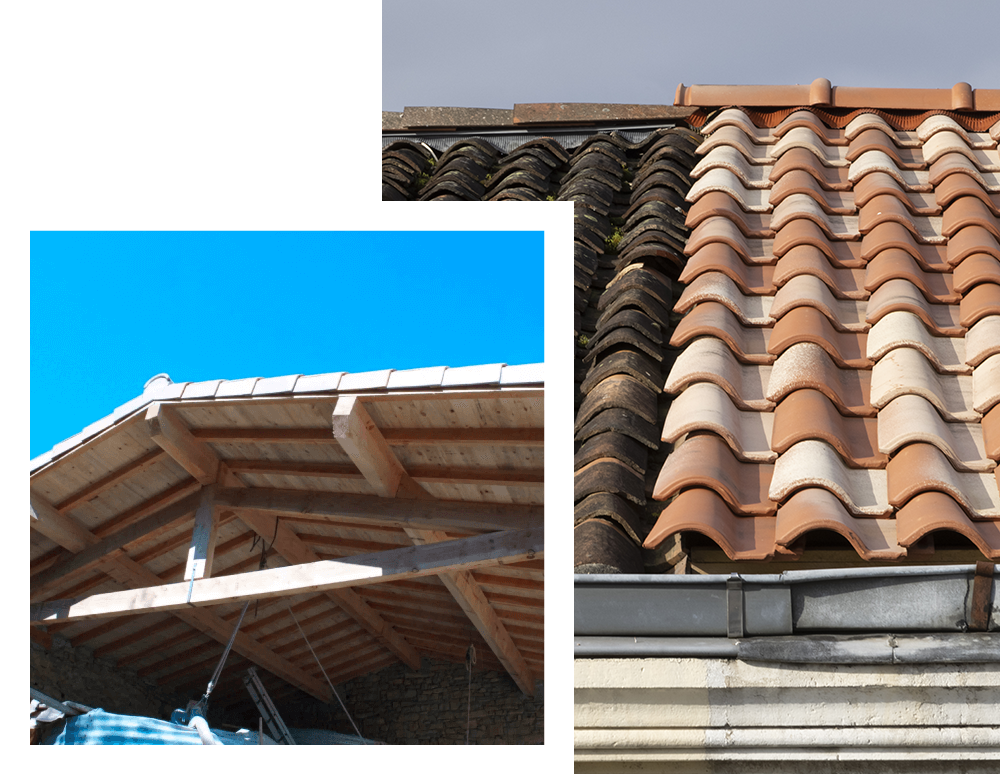 Deux images qui représentent la toiture d'une maison