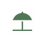 Un icono de paraguas verde sobre un fondo blanco.