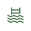 Un icono de ola verde y blanca sobre un fondo blanco.