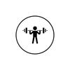 Person lifting barbell inside a circle.