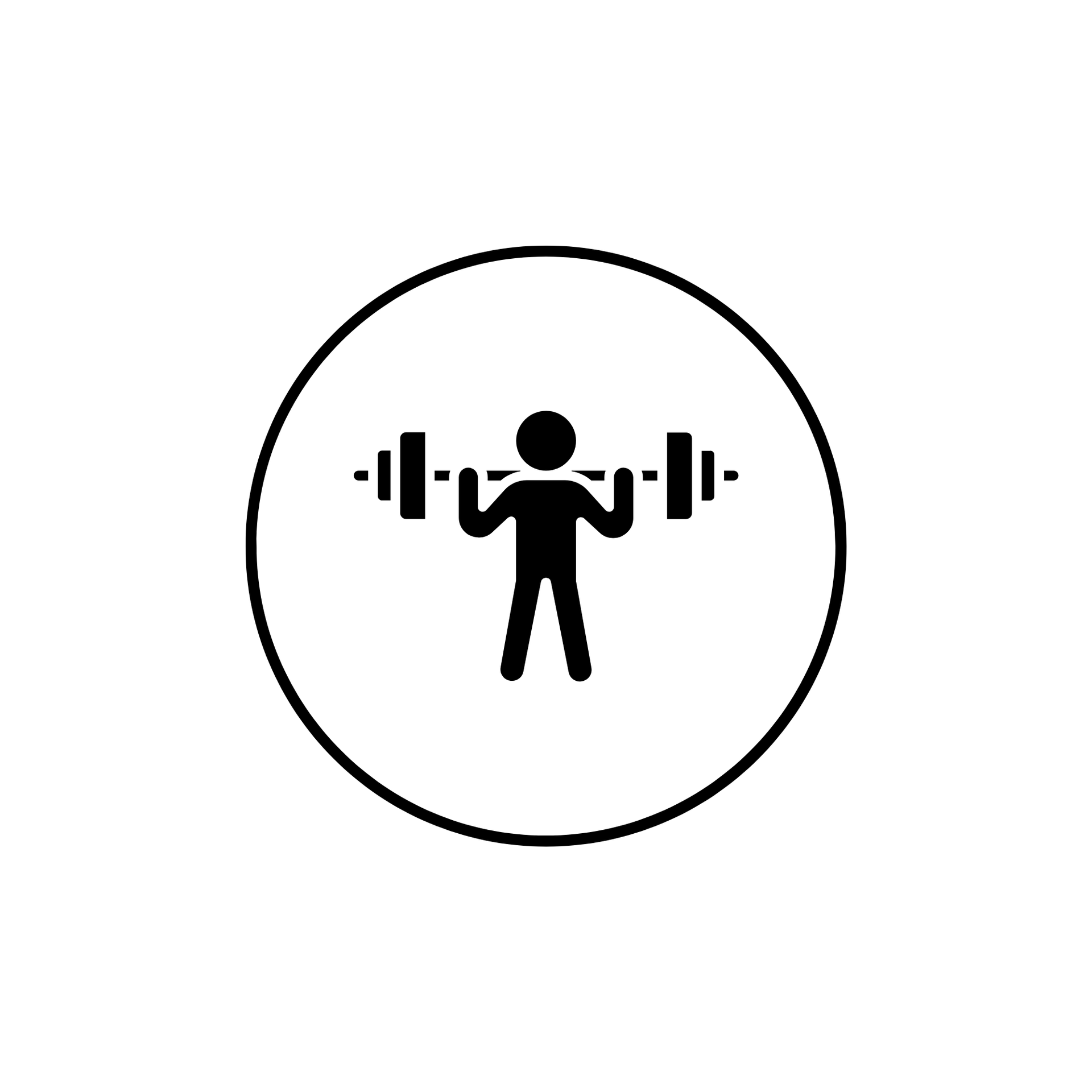 Person lifting barbell inside a circle.