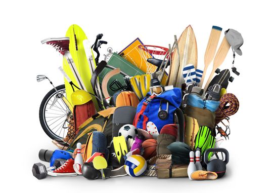 Empilement de matériel sportif de toutes les disciplines