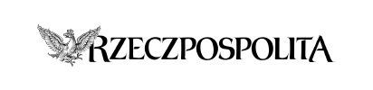 Czarno-białe logo rzeczpospolitej z ptakiem na środku.