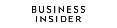 Czarno-białe logo Business Insider na białym tle.