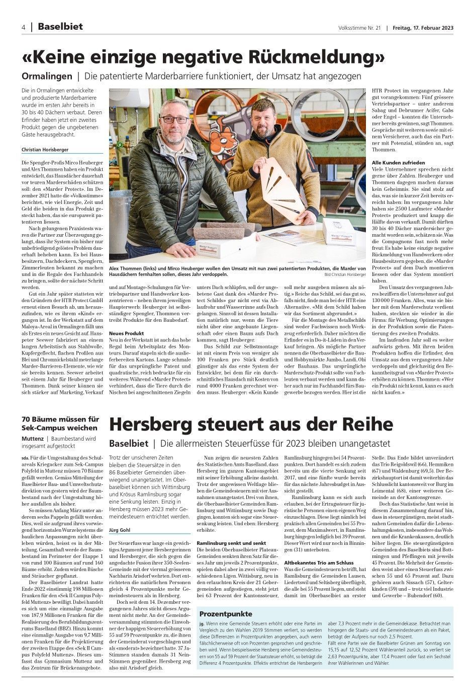 Marderschutz von der HTR PROTECT GmbH in einer Zeitung
