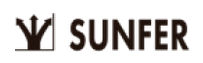 El logotipo de Sunfer es blanco y negro y tiene una corona.