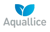 El logotipo de Aqualice tiene dos hojas azules.