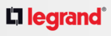 Un logotipo de Legrand rojo y negro sobre un fondo blanco