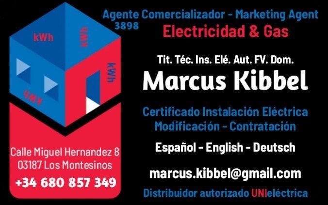 Una tarjeta de presentación para Marcus Kibbel de Elite Inmobiliarias.