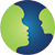 Logo de la terre avec continents en vert formant des visages