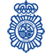 Una insignia azul y blanca con una corona encima.