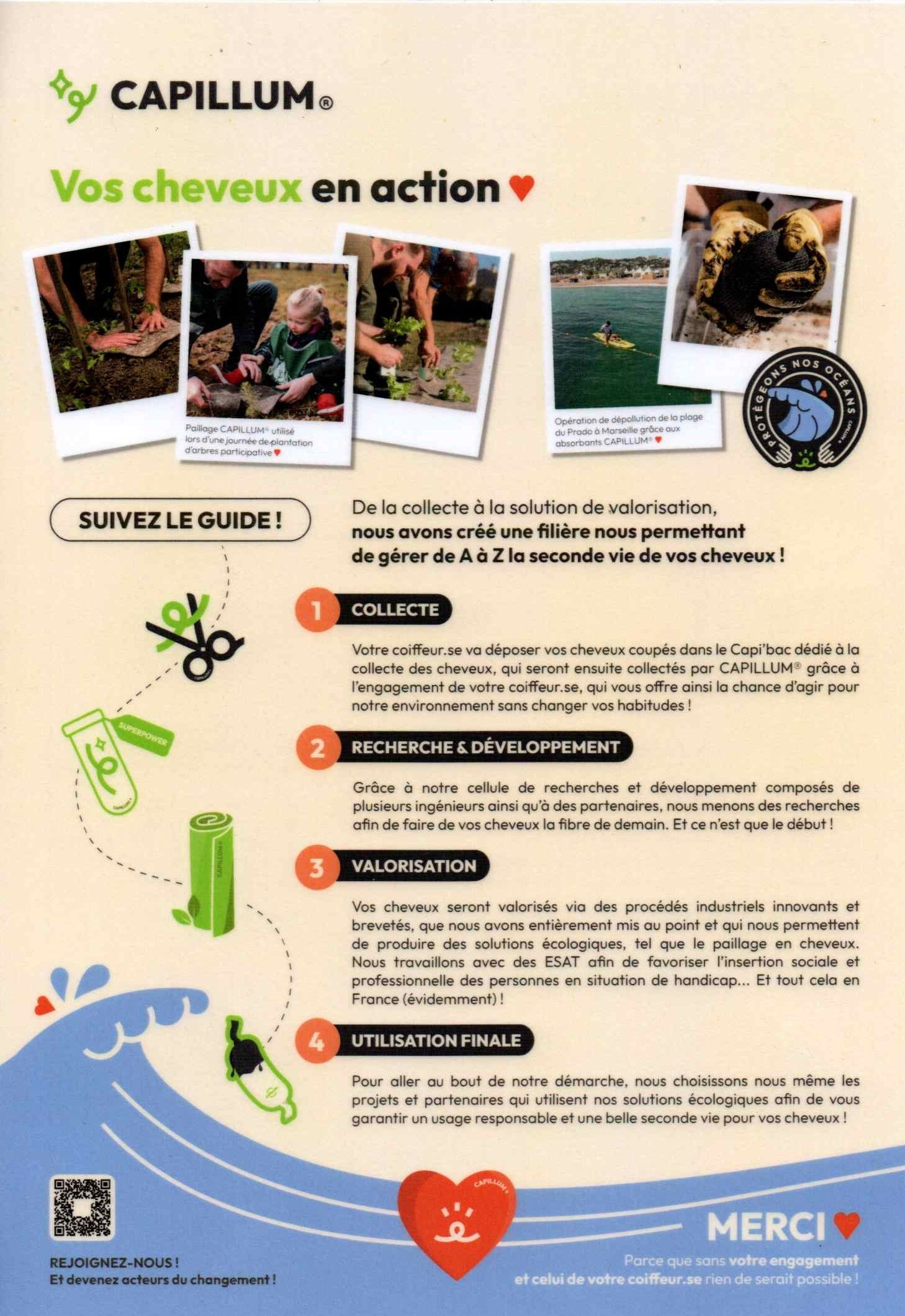 Infographie Capillum détaillant le processus de valorisation capillaire en 4 étapes