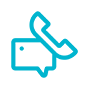Un icono azul de un teléfono y una burbuja de diálogo.