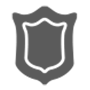 Un escudo gris con un contorno blanco sobre un fondo blanco.