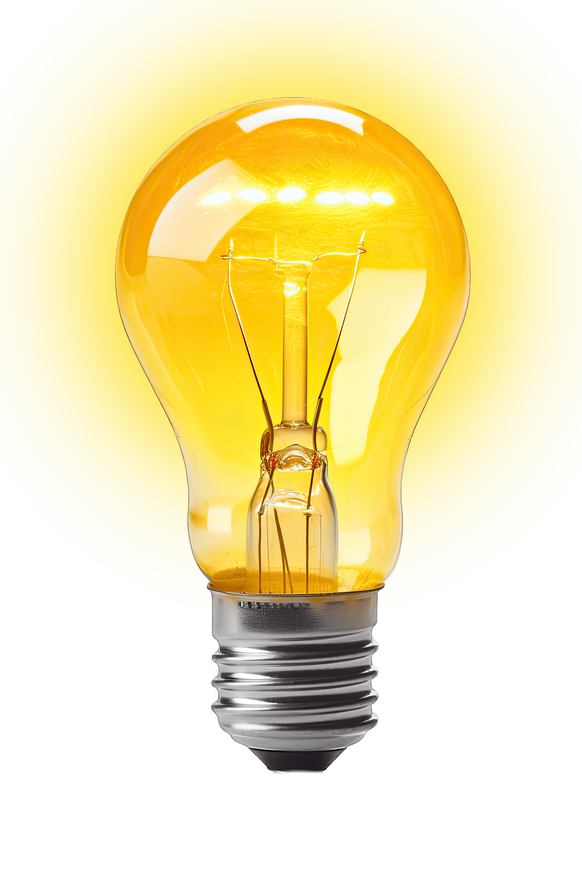 Ampoule jaune vif et culot argenté.