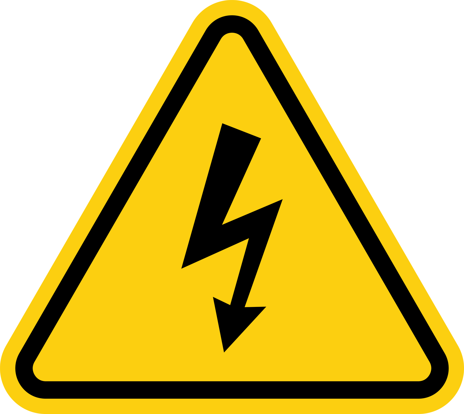 Panneau d'avertissement jaune avec un éclair noir.