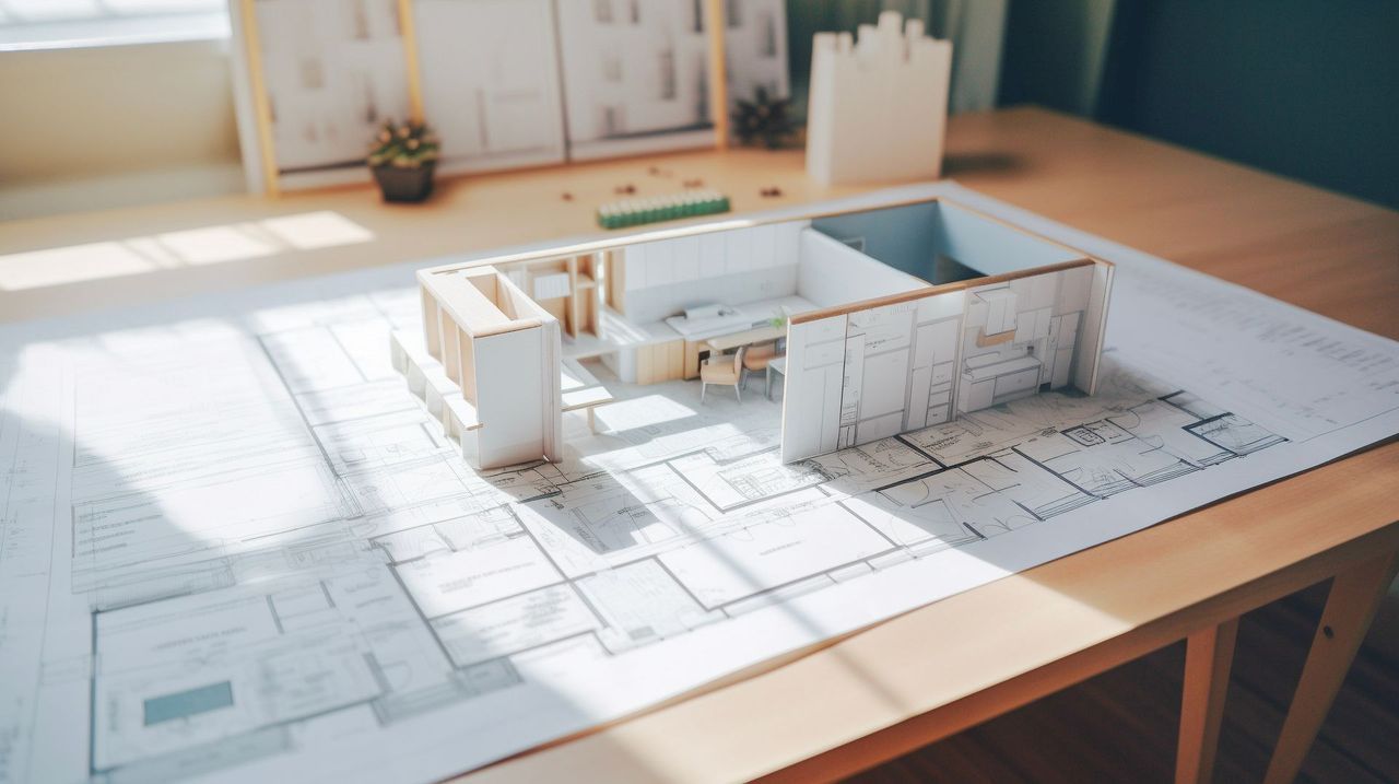 Plan de construction maison en maquette