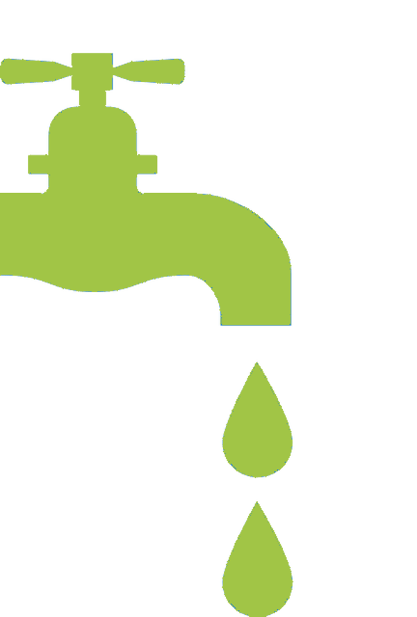 Robinet d'eau vert avec gouttes vertes