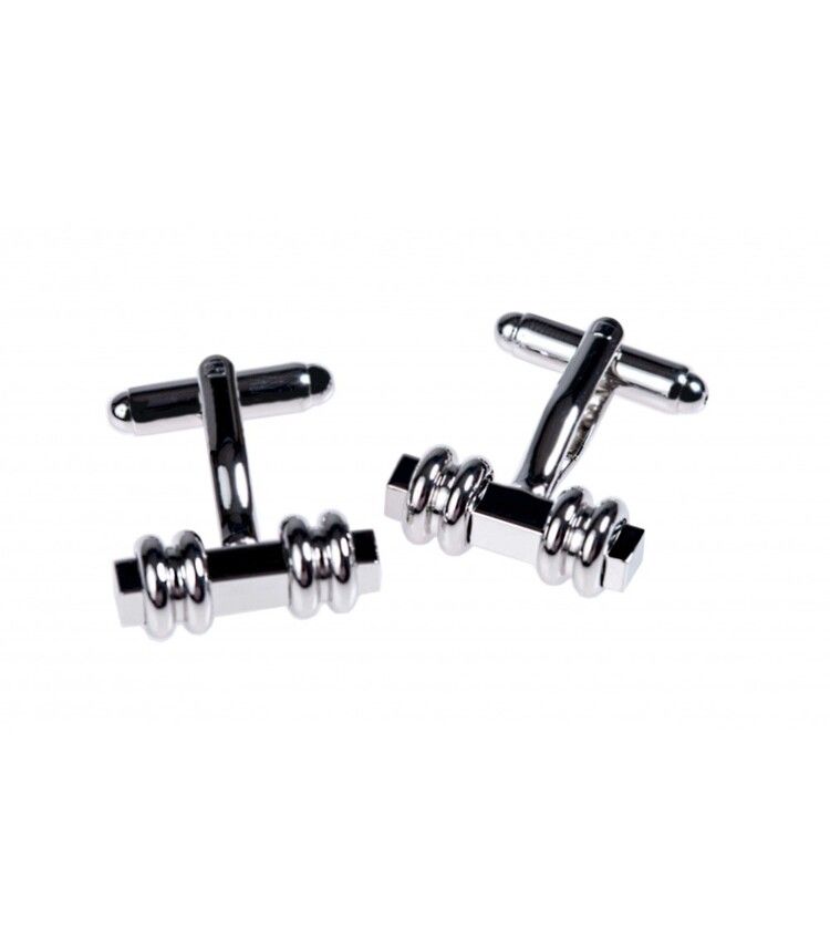 Gemelos de plata con diseño de barra.