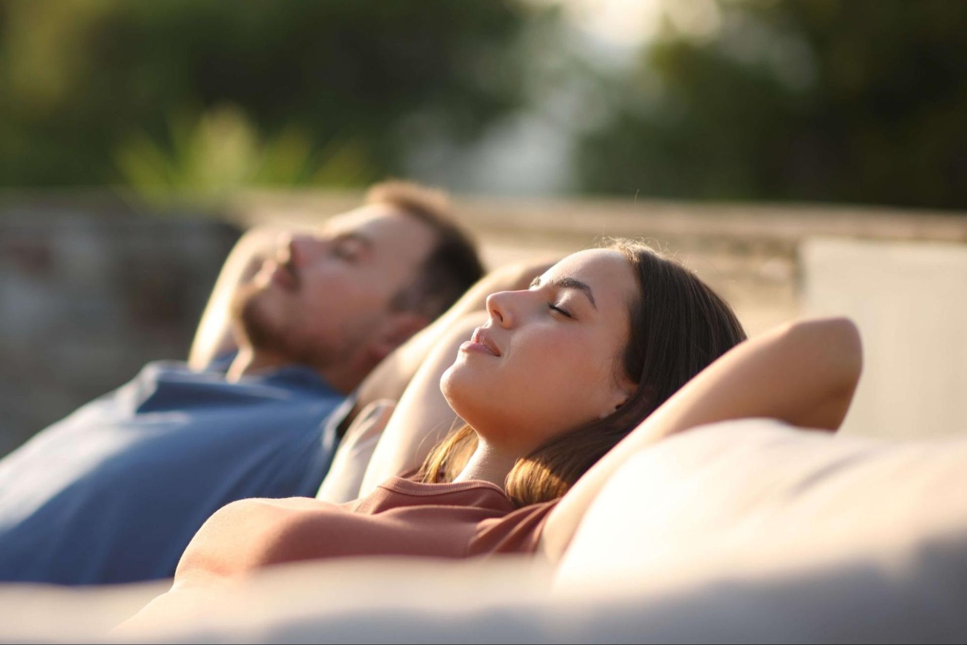 A man and a woman are enjoying a Spa in New Braunfels.