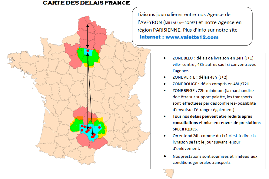 Carte de France pour les délais de livraison
