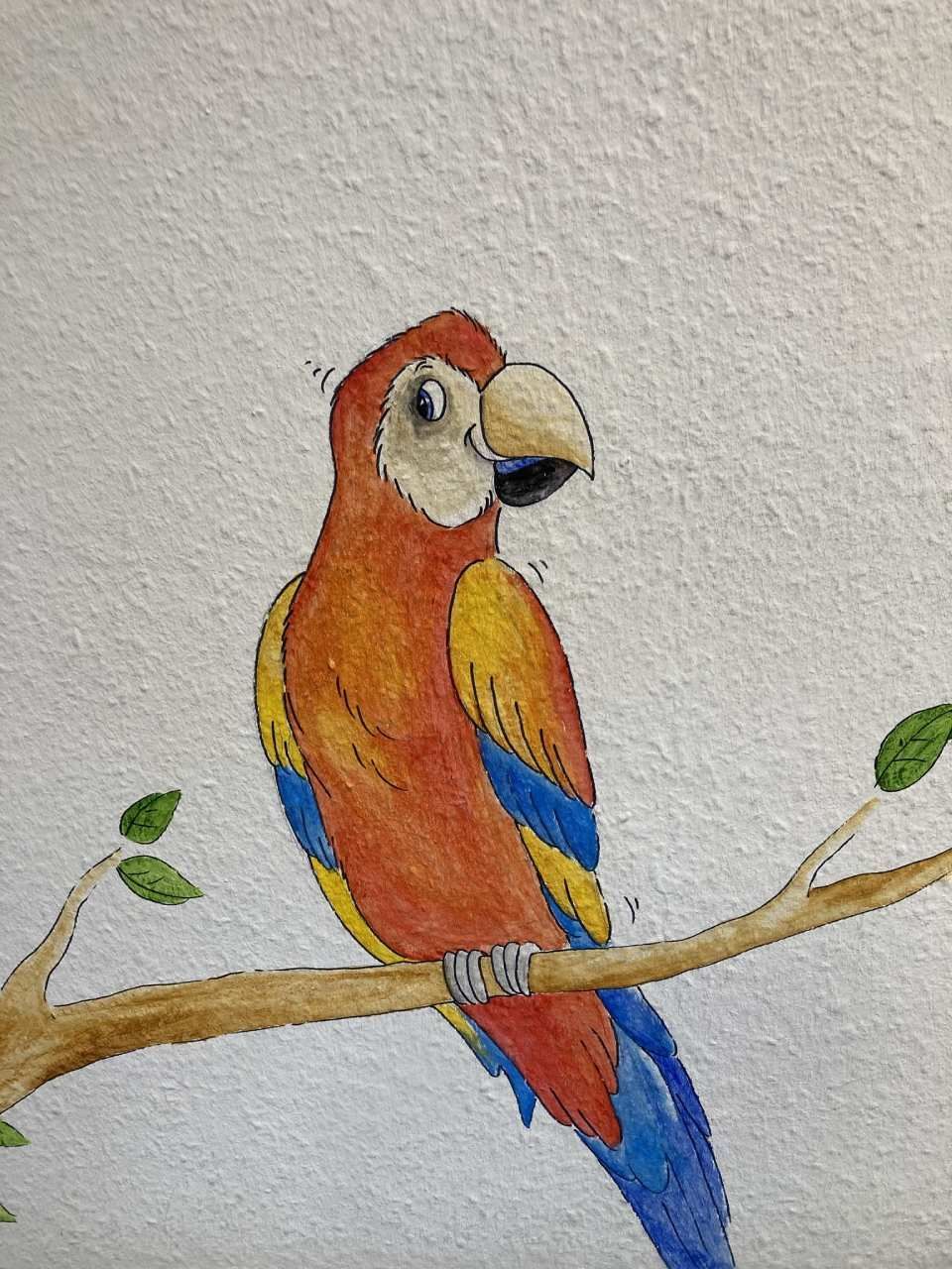 Papagei auf einer Tapete in der Kinderarztpraxis Börchers