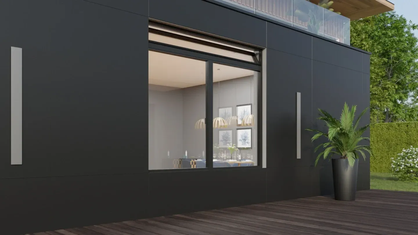 Façade grise et fenêtre