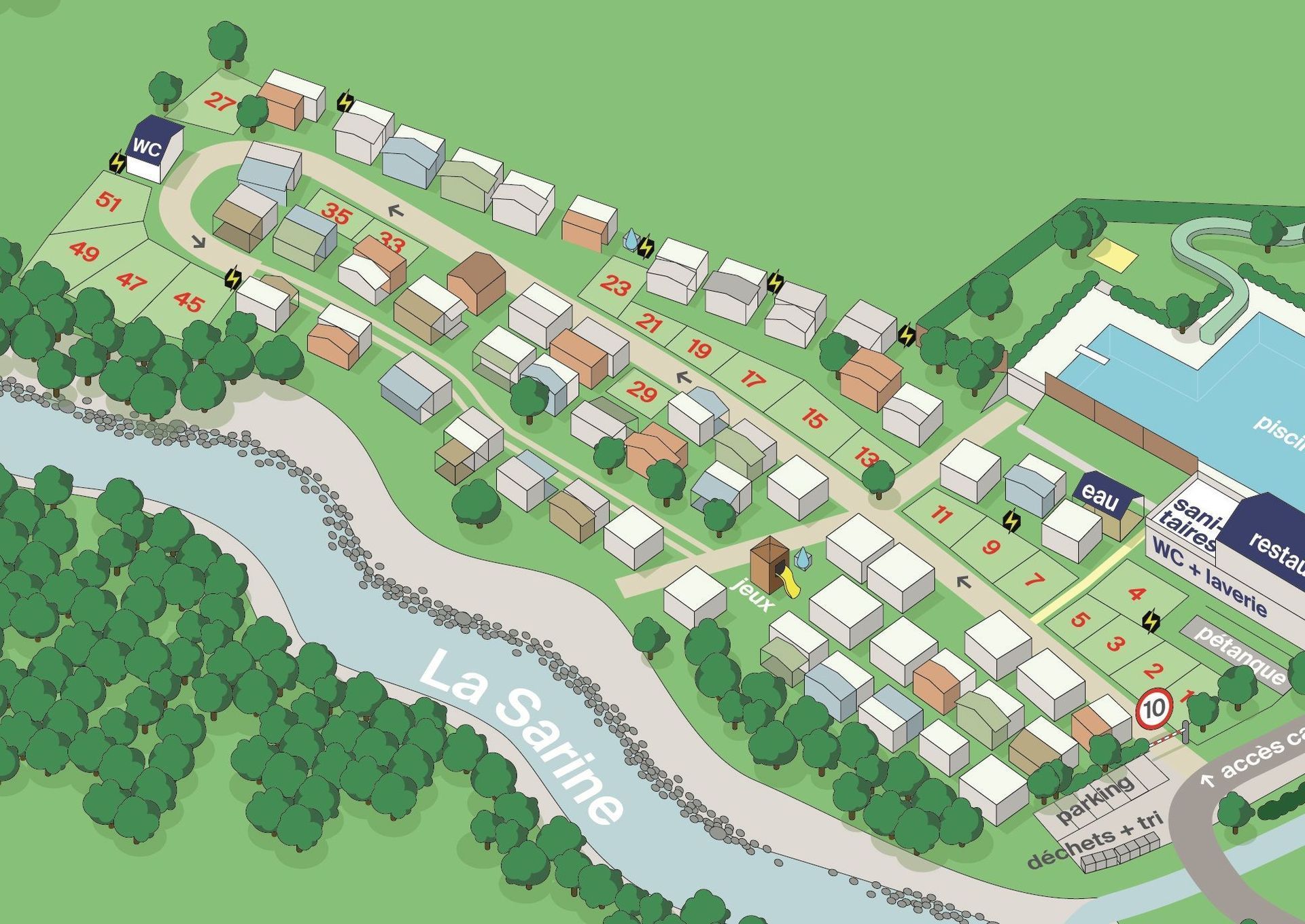 vue aérienne du camping