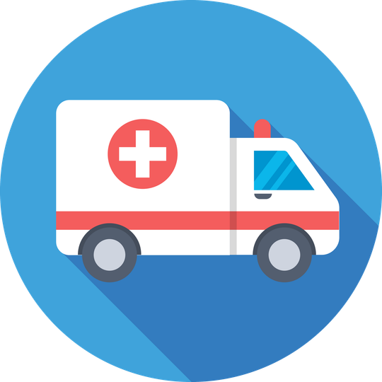 Illustration d'une ambulance dans un cercle bleu