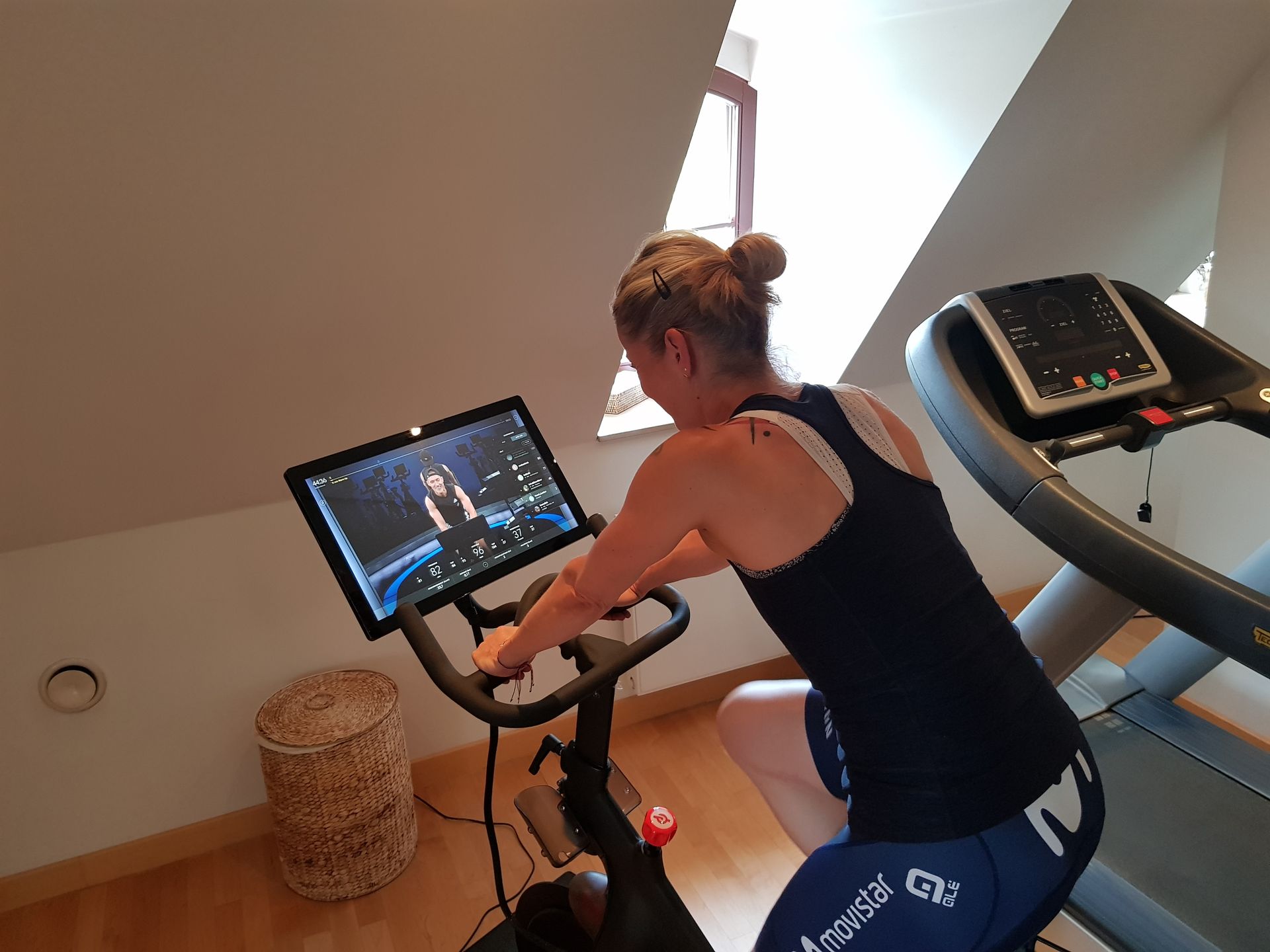 Guests can use a Peloton bike at the Palais Spa.