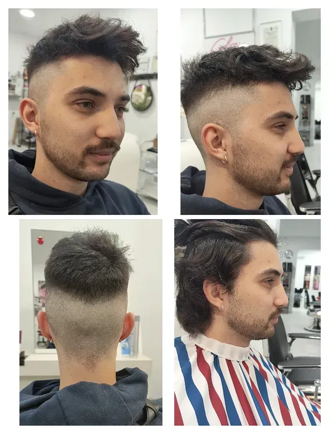 Un hombre se está cortando el pelo en una barbería.