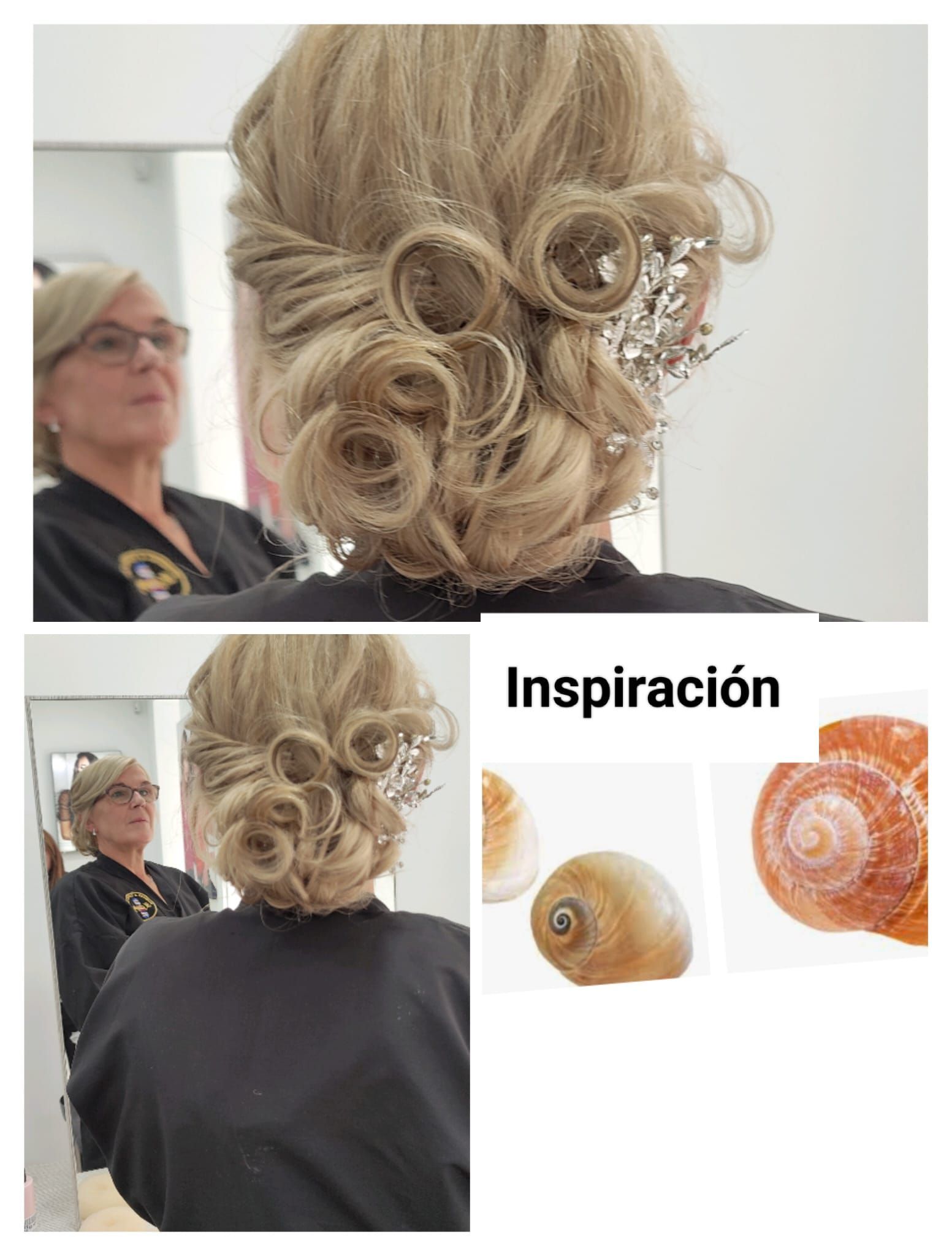 Una mujer se está peinando en un salón.