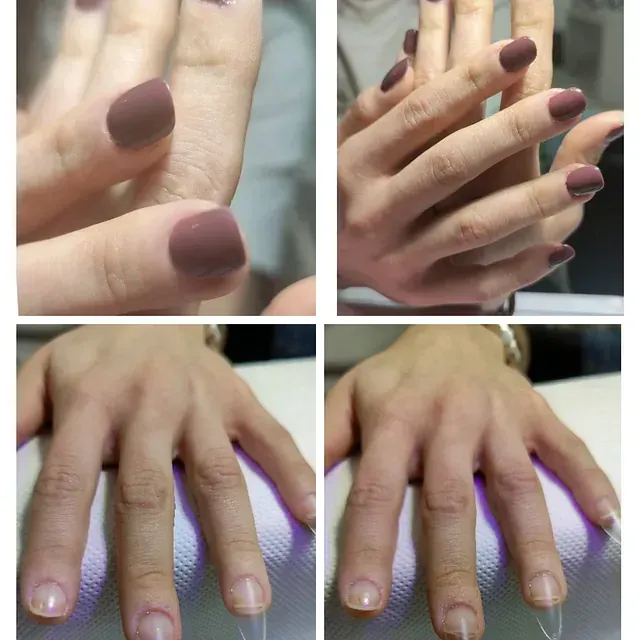 Cuatro imágenes de manos de mujer con diferentes uñas.