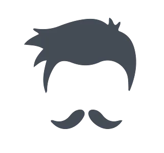 Una silueta de la cabeza de un hombre con bigote y cabello.