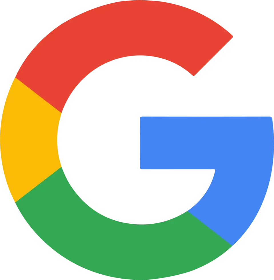 Logotipo de Google: "G" multicolor con segmentos azules, rojos, amarillos y verdes.