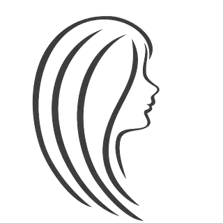 Perfil de mujer con cabello largo y liso.