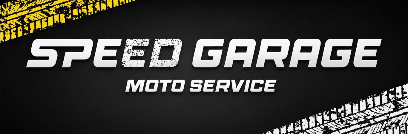 Logotipo de Speed ​​Garage Moto Service en texto blanco en negrita sobre fondo negro.