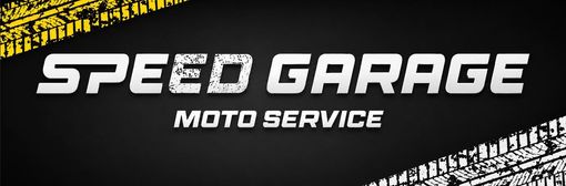 Logotipo de Speed ​​Garage Moto Service en texto blanco en negrita sobre fondo negro.