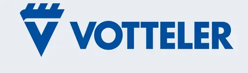 Blaues V- und Kronenlogo mit dem Schriftzug „VOTTELER“.