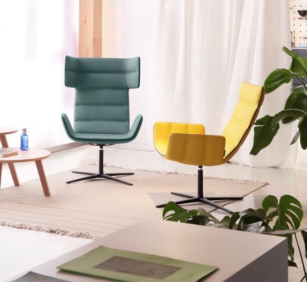 Siège pour visiteurs colorés, jaune et bleu