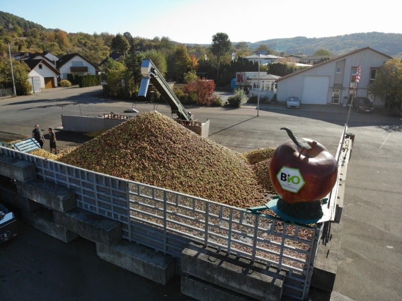 Obsternte auf einem Anhänger