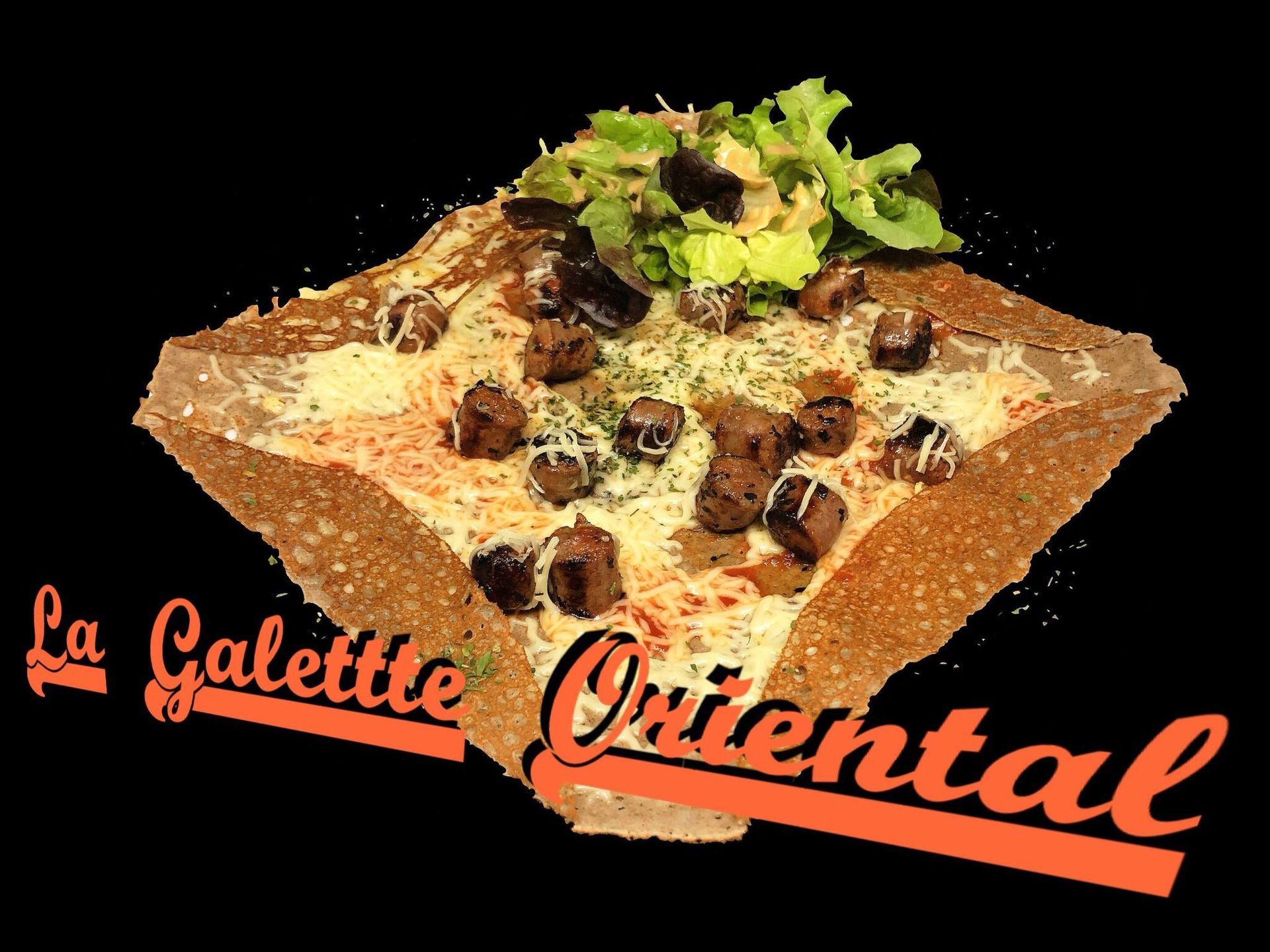 Galette orientale avec des morceaux de merguez