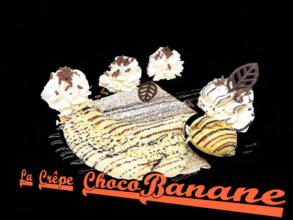 Crêpe chocobanane avec glace et crème chantilly