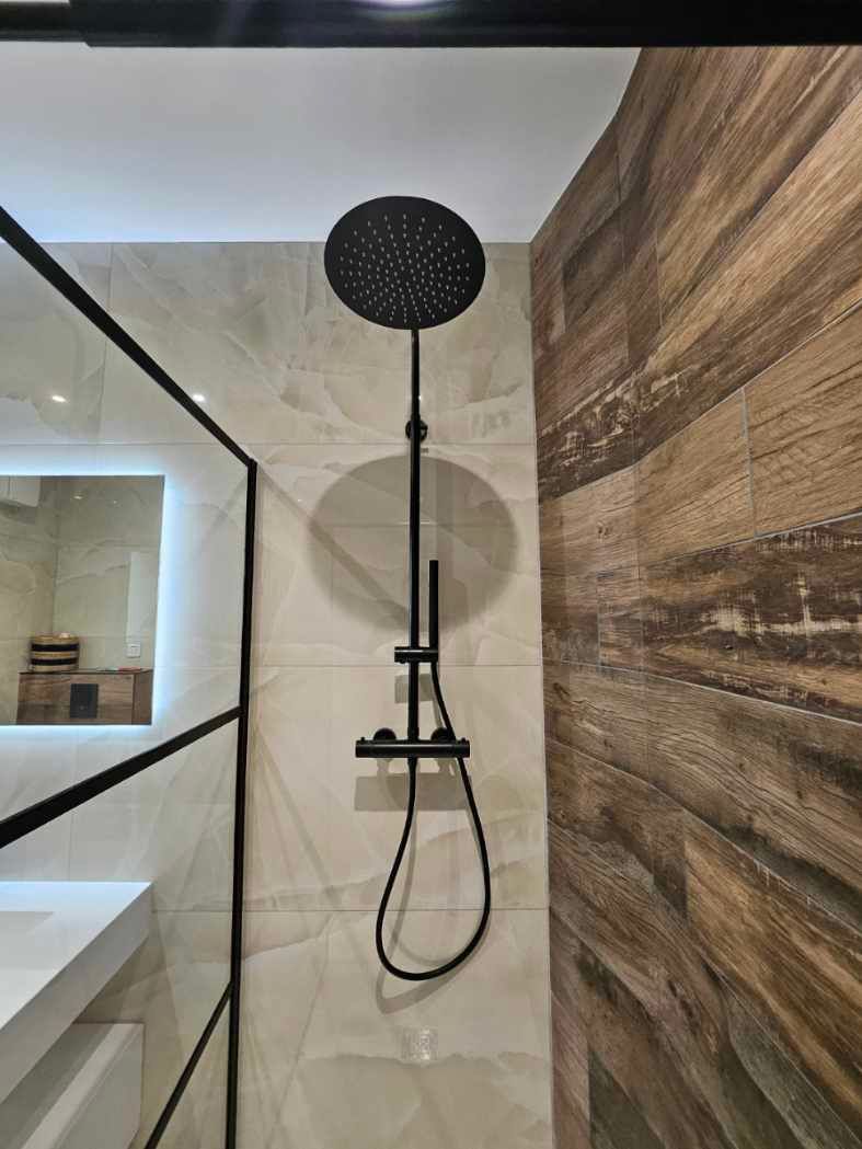 Douche avec paroi vitrée