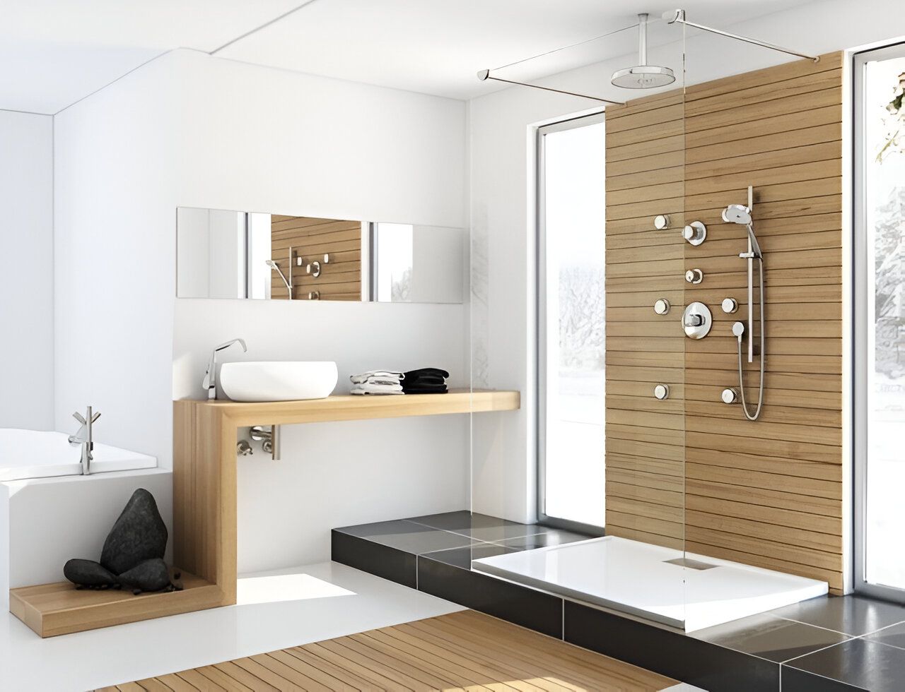 Salle de bains moderne avec douche à l'italienne