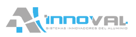 Un logotipo azul y gris para una empresa llamada Innoval.