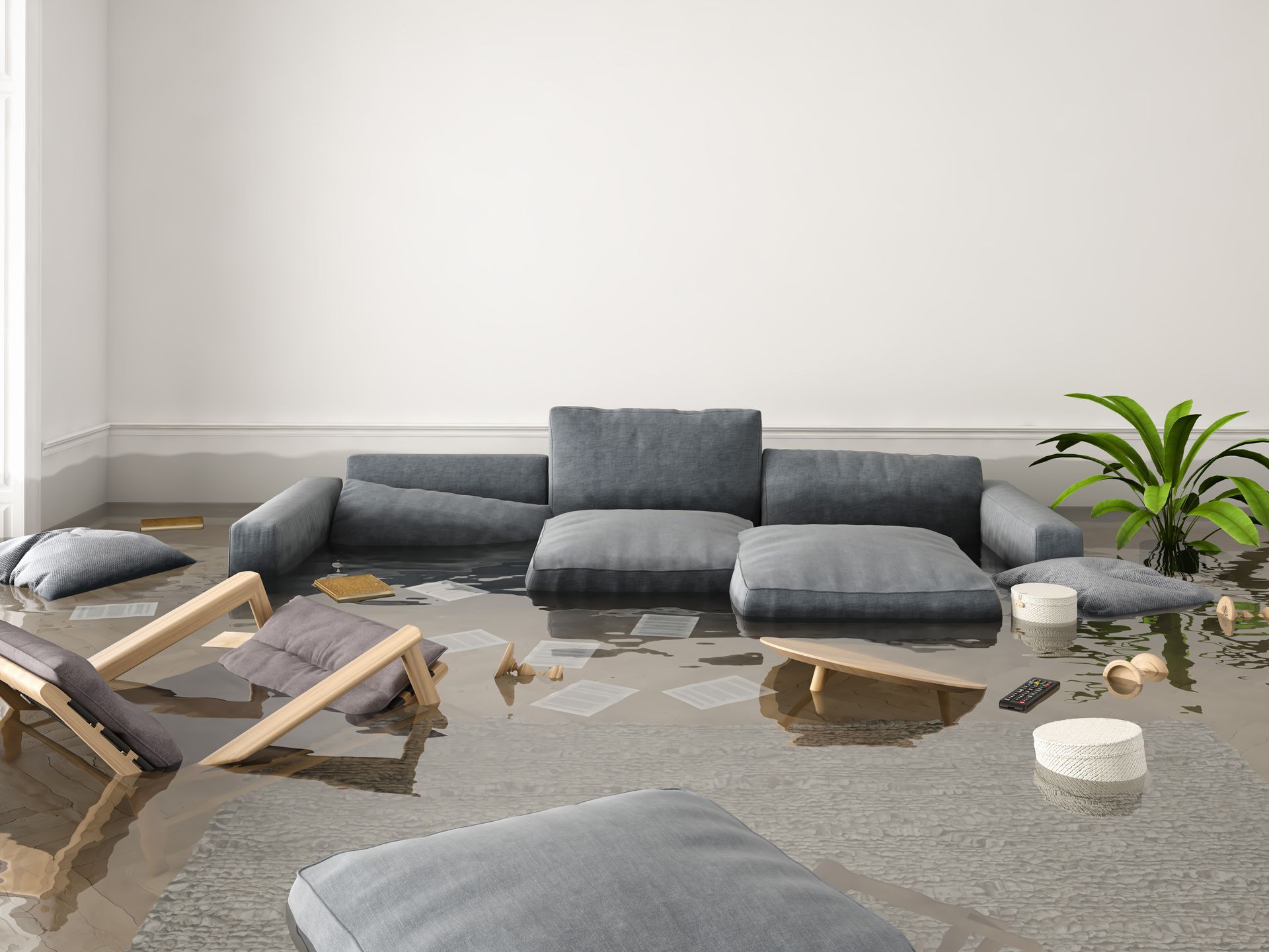 Salon inondé