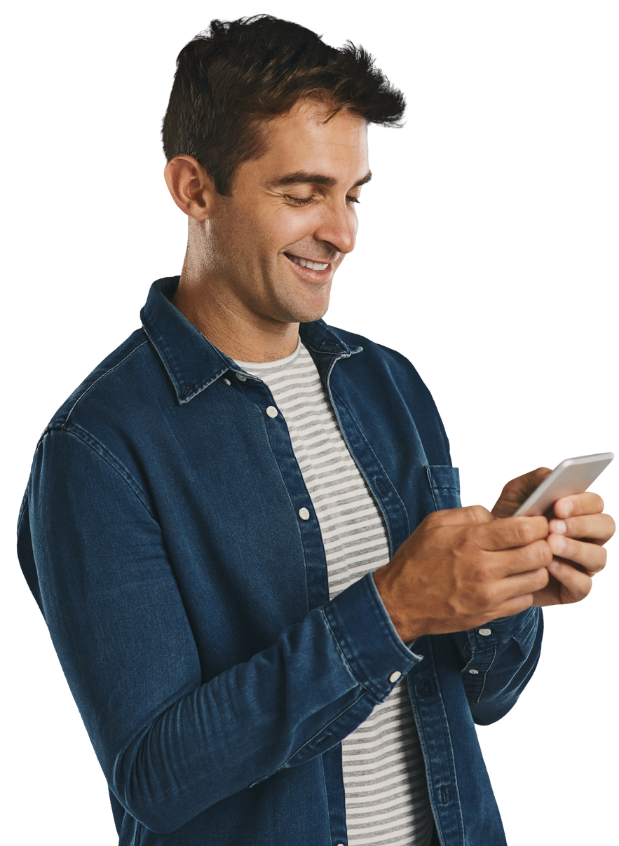 Homme de profil avec un téléphone